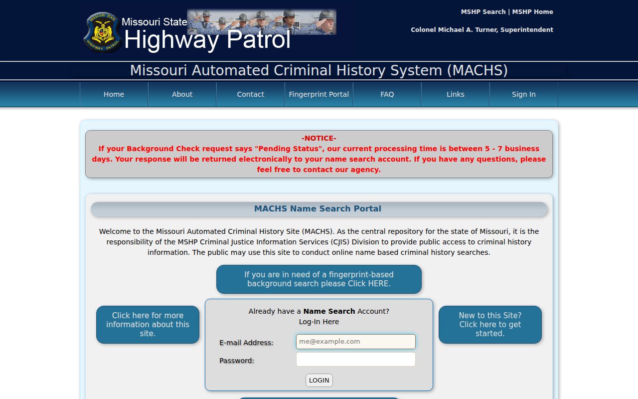 New Madrid County criminal history MACHS name search portal