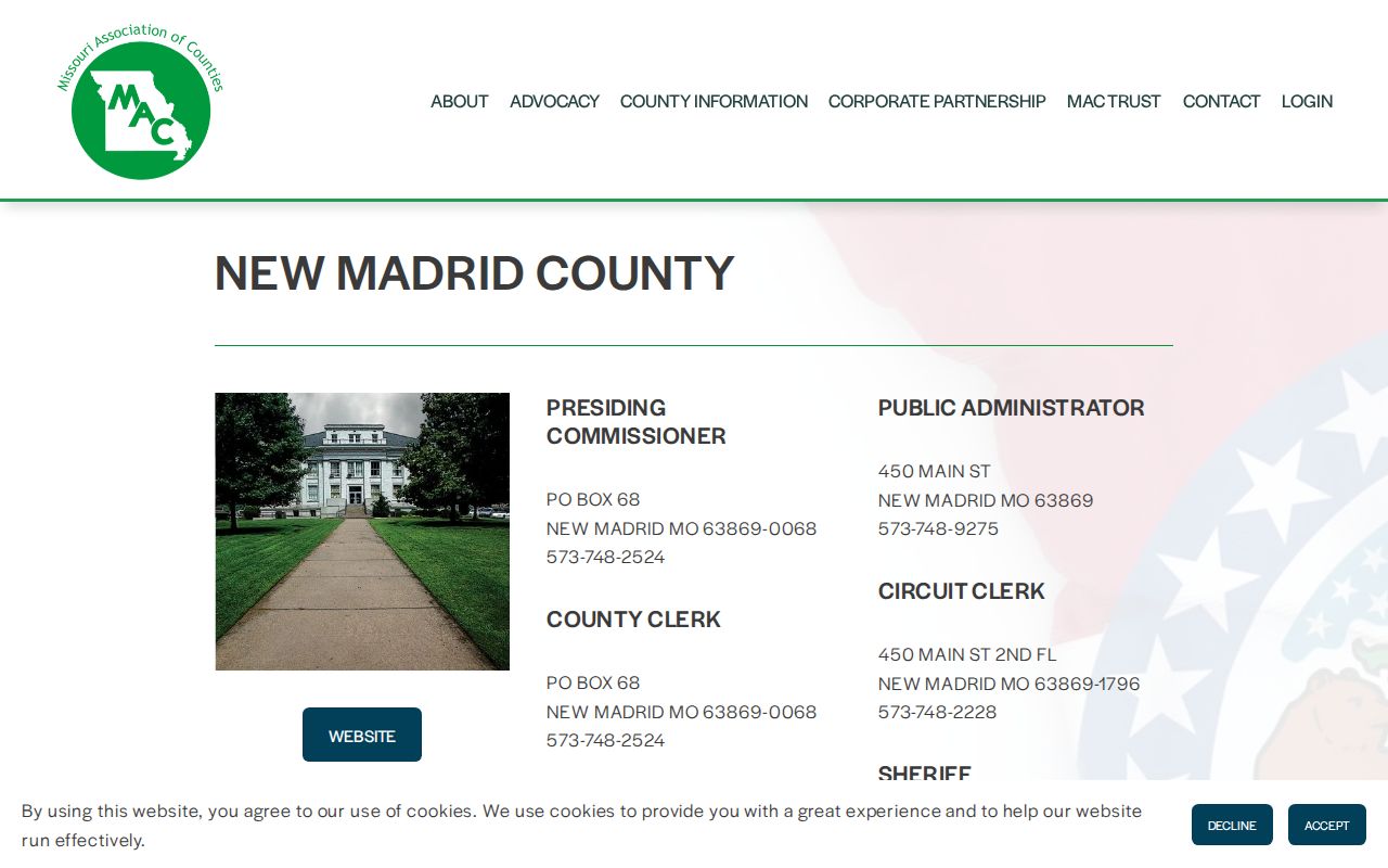 New Madrid County criminal history county office directory