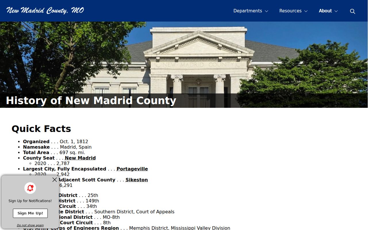 New Madrid criminal record courthouse and jail history source