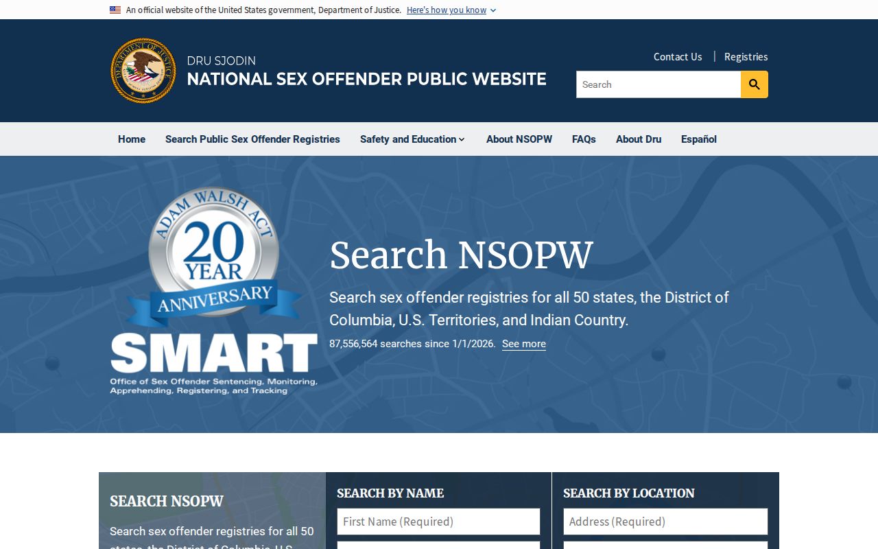 New Madrid County sex offender registry search on the national NSOPW interface