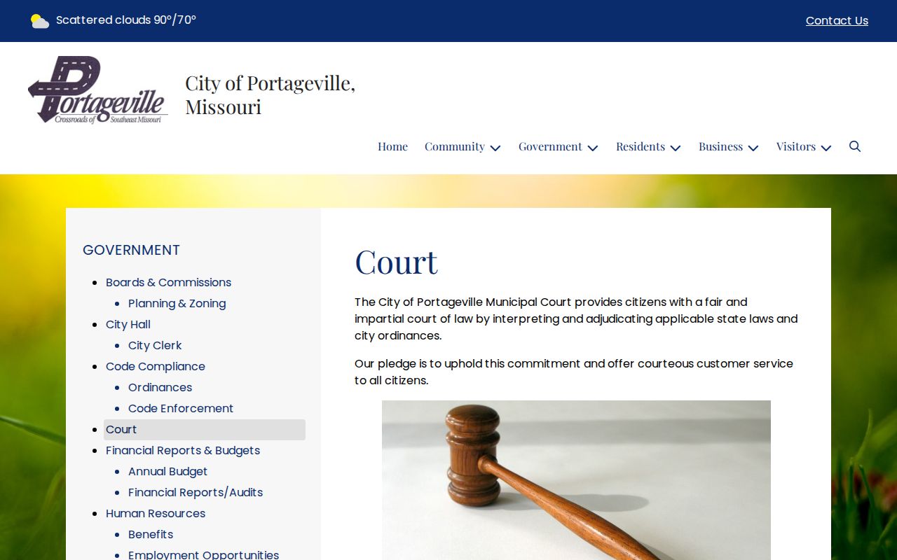 Portageville criminal history and municipal court records on the official court page