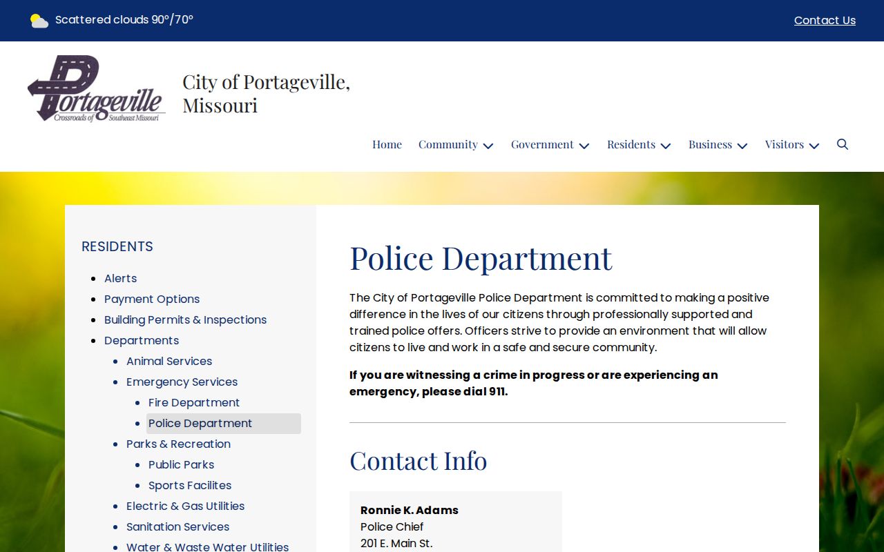 Portageville criminal history access through the official Portageville Police Department page